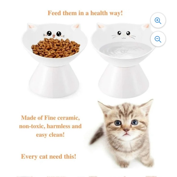 Ceramic Raised Cat Bowls, Elevated X Food or Water Bowls, - Picture 8 of 8